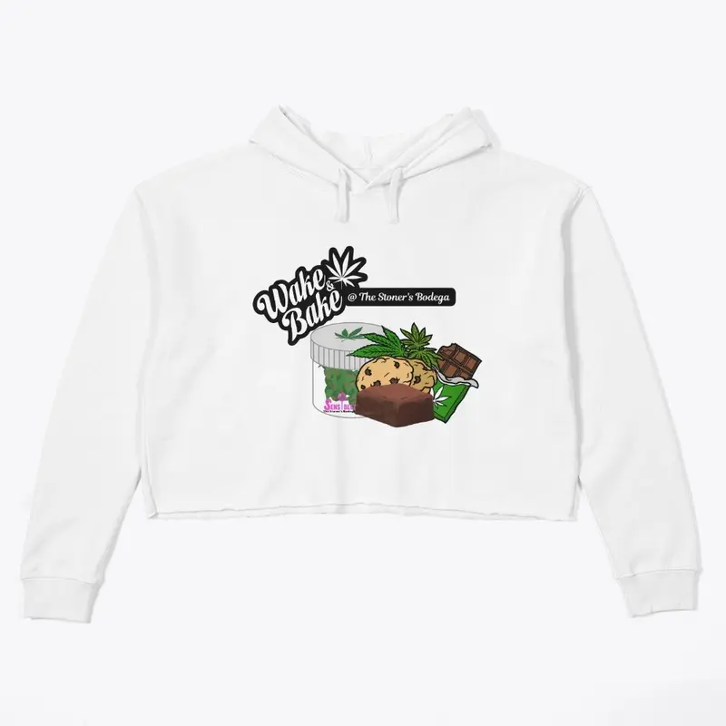 "Wake & Bake" Stoned Crop Hoodie